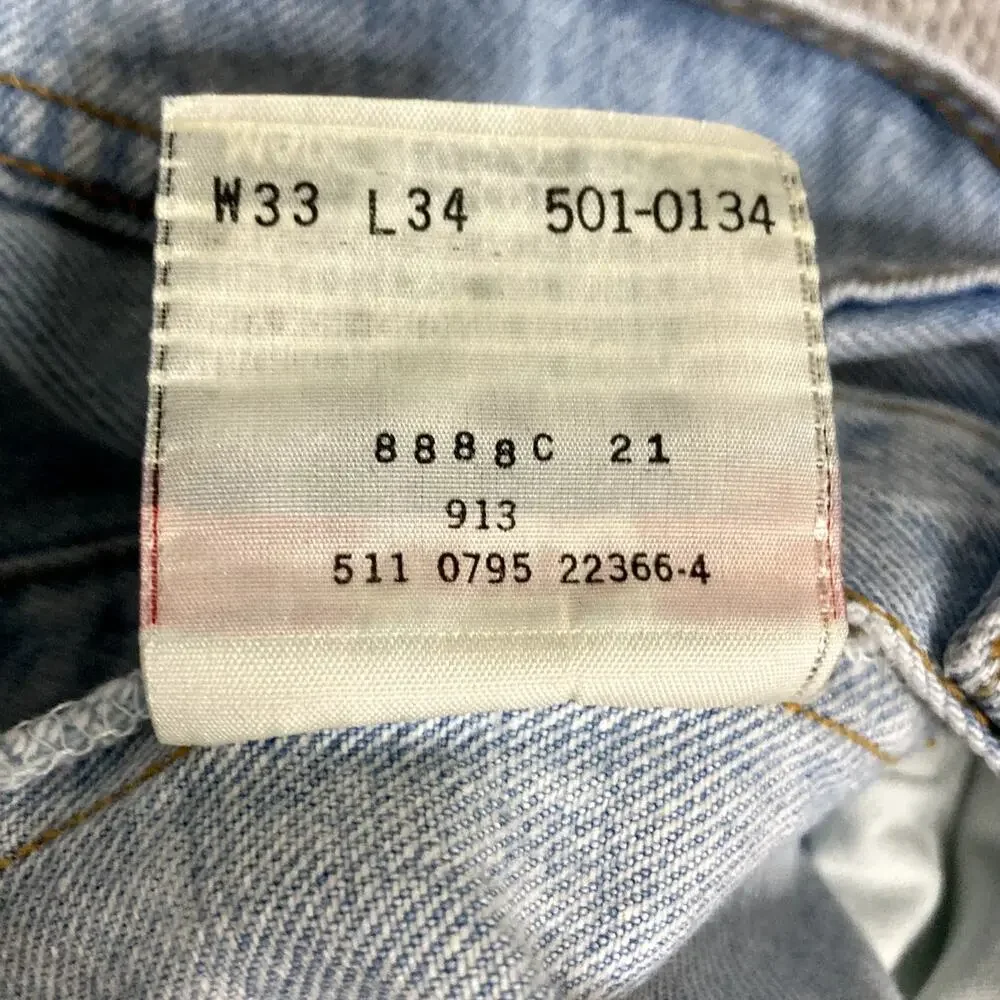 Vtg Levi's 501XX Jeans Men's 32X34 Light Wash Fade USA Made Button Fly‎ 95